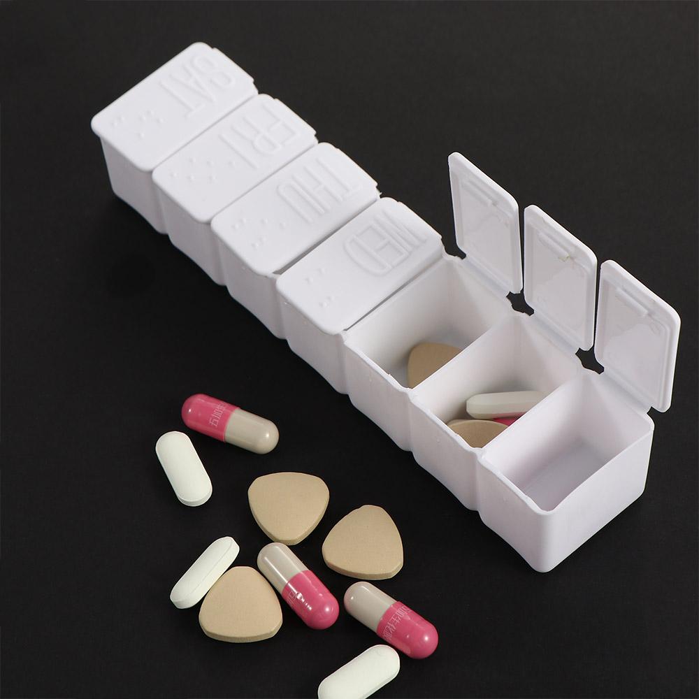 Pill Organizer Tablet Case Container Organizer 7 Day Weekly Pill Storage Box Pill Case Braille