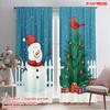 2pcs,2D Plane Printing Minimalist Curtains Cute Snowman Cardinal Christmas Tree Versatile Polyester (without Rod) Gifts Use for