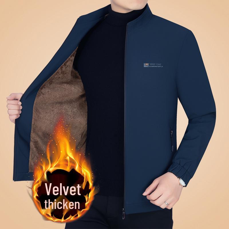 Мужская куртка Woodpecker для среднего возраста, осенне-зимняя, толстая, бархатная, повседневная, на хлопковой подкладке