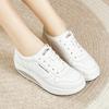 Women's Height Increase White Leather Wedge Sneakers Casual Thick Sole Loafers Girls Minimalist Maternity Shoes
