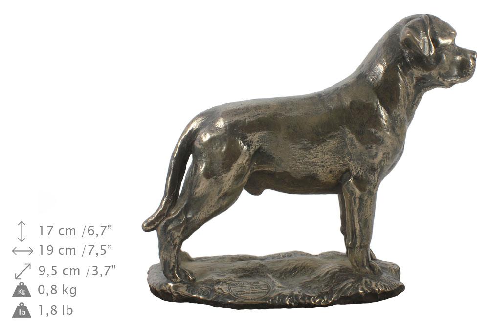 Rottweiler, Rott, Rottie II - urn for the ashes of a dog, urn with a statuette, elegant urn in the classic style of the Art-Dog brand