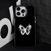 White Butterfly   Phone Case For iPhone 17,16,15,14,13,12,11 Plus,Pro Max,XS,Colorful Silver Black Cover