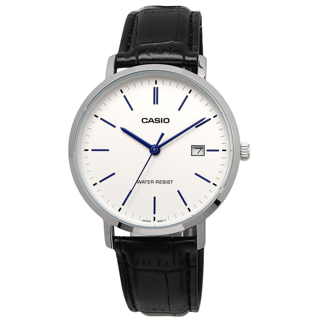 CASIO Quartz Unisex 37mm Watch Silver Black Leather Band Overseas Model [Casio] MTP-VT05L-7E