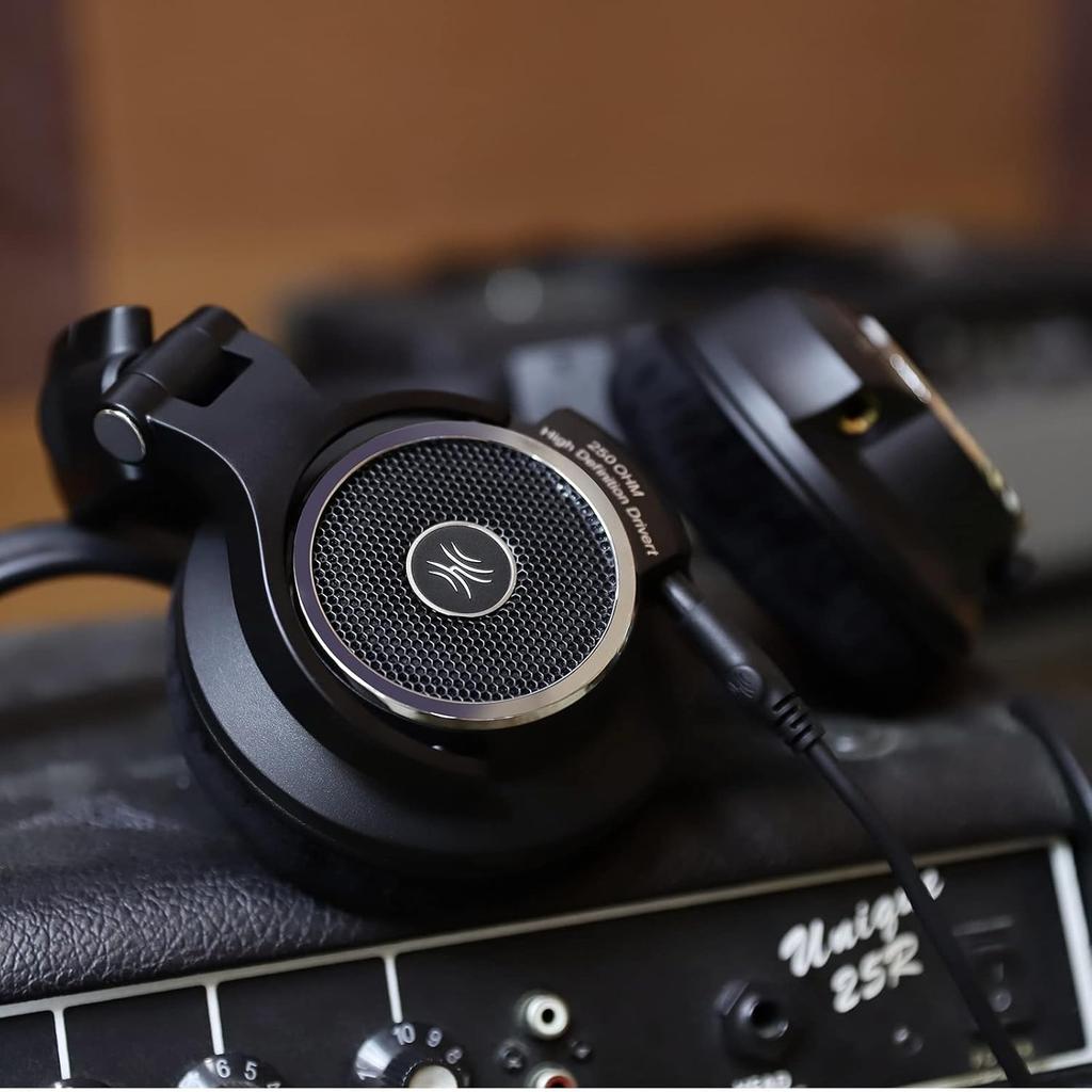 M80 Открытые студийные наушники с кабелем, накладные наушники с сопротивлением 250 Ом, мониторные наушники 80 для микширования, мастеринга, редактирования, бархатные амбушюры, съемный кабель