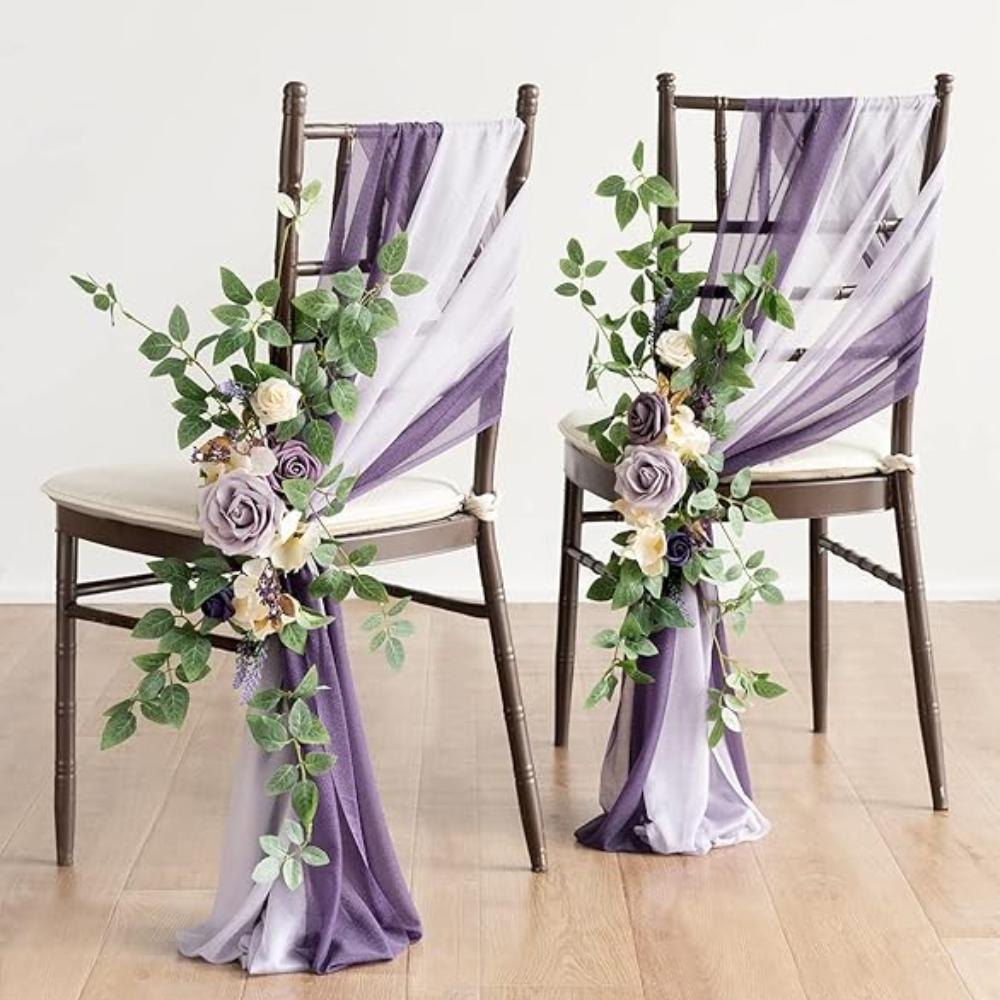 2 комплекта украшений для стульев на свадьбу, церковная скамья, искусственные цветы, зелень, гирлянды, скамья, церемония, прием, цветочный искусственный фон, роза, вечеринка на открытом воздухе