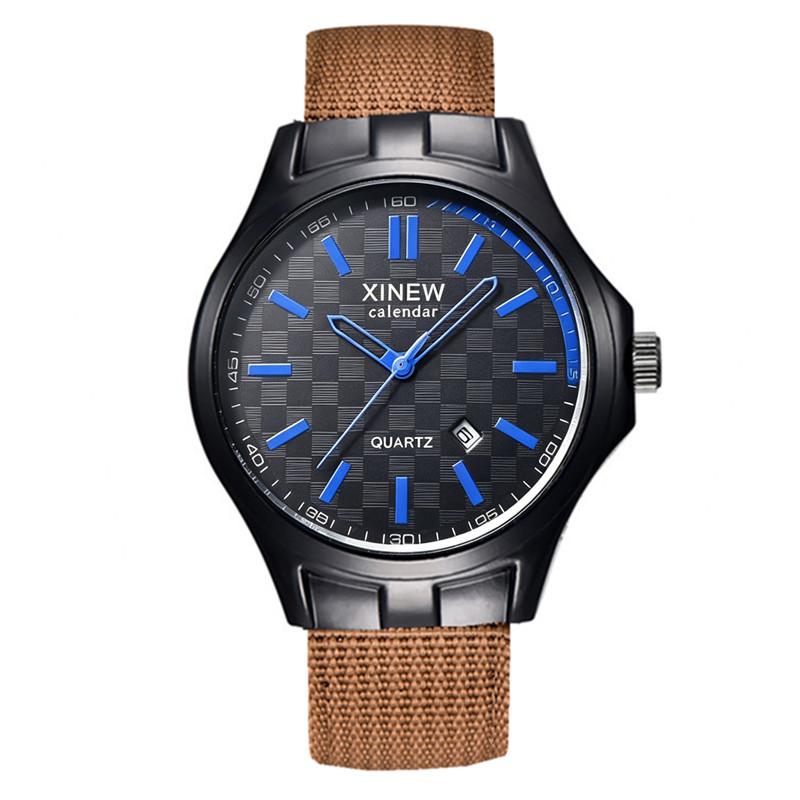 Reloj Hombre XINEW Brand Students Watches Men Boys Fashion Nylon Band Date Gifts Watch Black Relogio Masculino Montre Homme