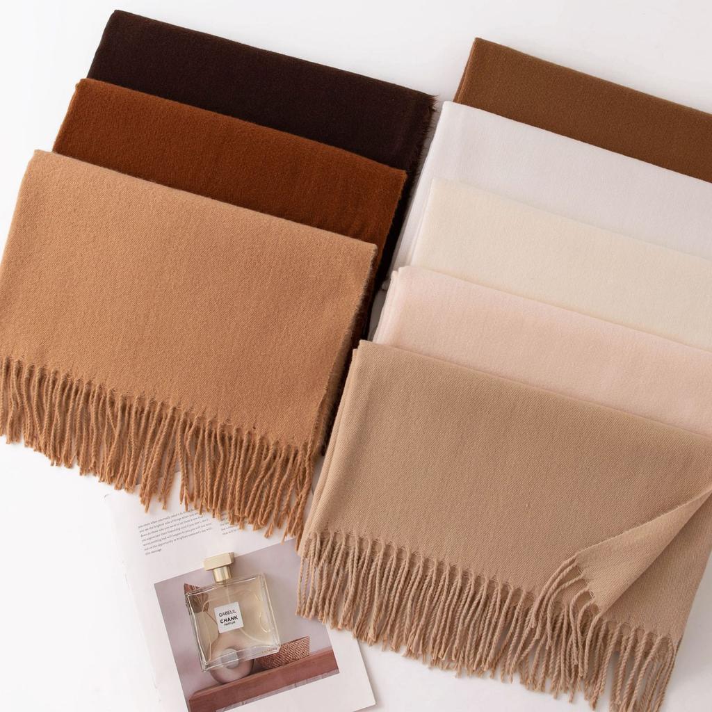 Cashmere Feel Solid Color Women's Imitation Cashmere Scarf Spring Atmosphere Korean Style Versatile Mid Length Shawl Scarf