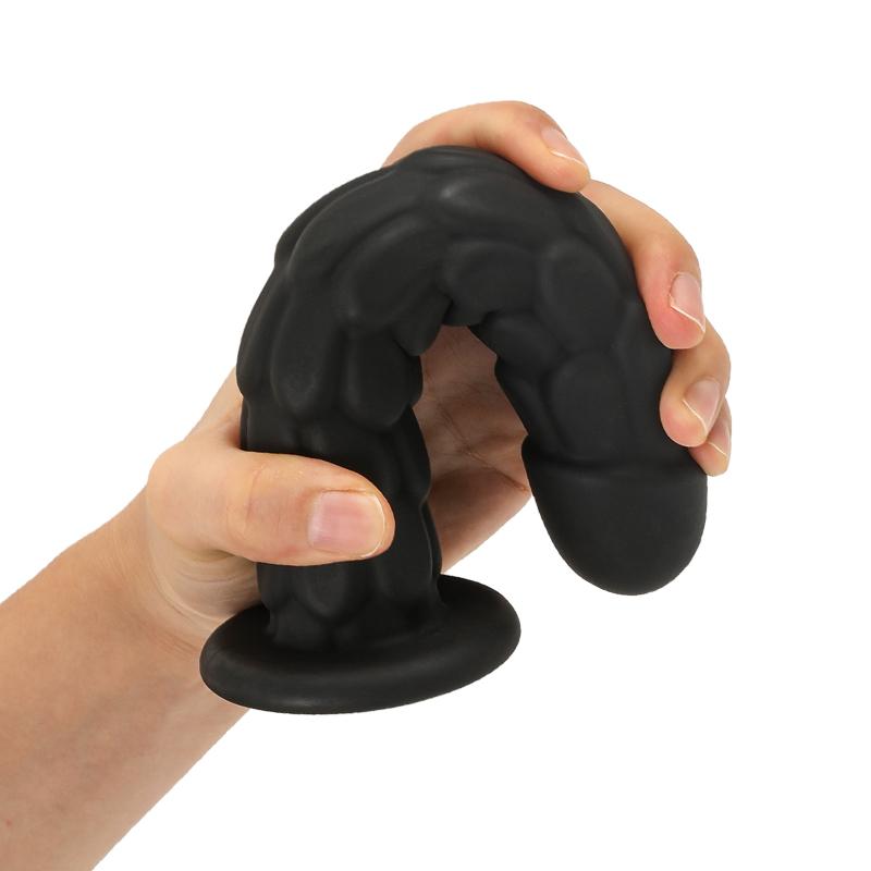 Fish Scale Anal Plug Three-Piece Suction Cup Silicone Anal Plug Extended Anal Strip Anal Vibrator Black Adult Sex Toy