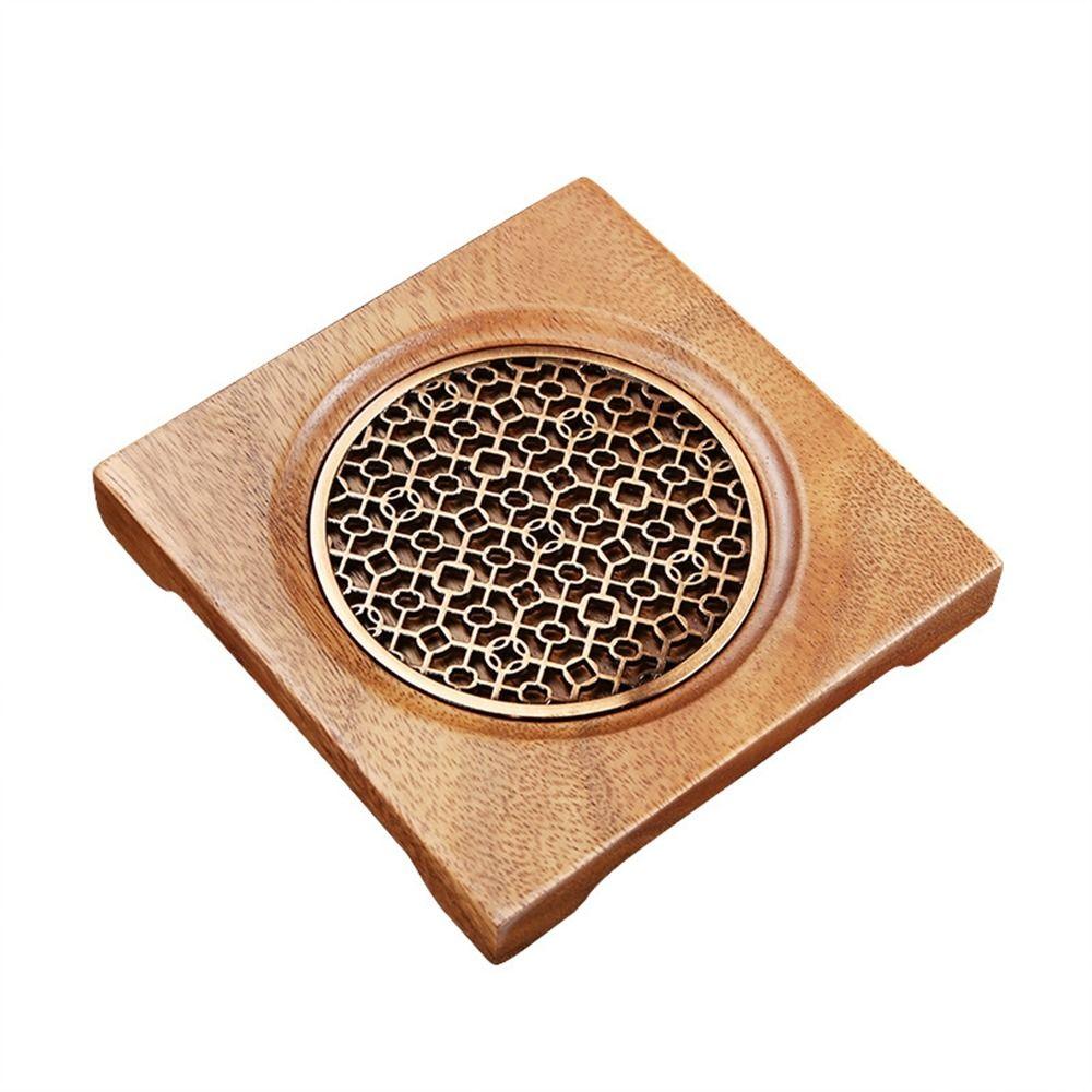 Anti-slip Wooden Teapot Holder Square Wood Teapot Mat Practical Square Wooden Tea Mat  Bathroom