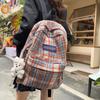 Винтажный клетчатый школьный рюкзак для средней школы, женский рюкзак для поездок на работу.