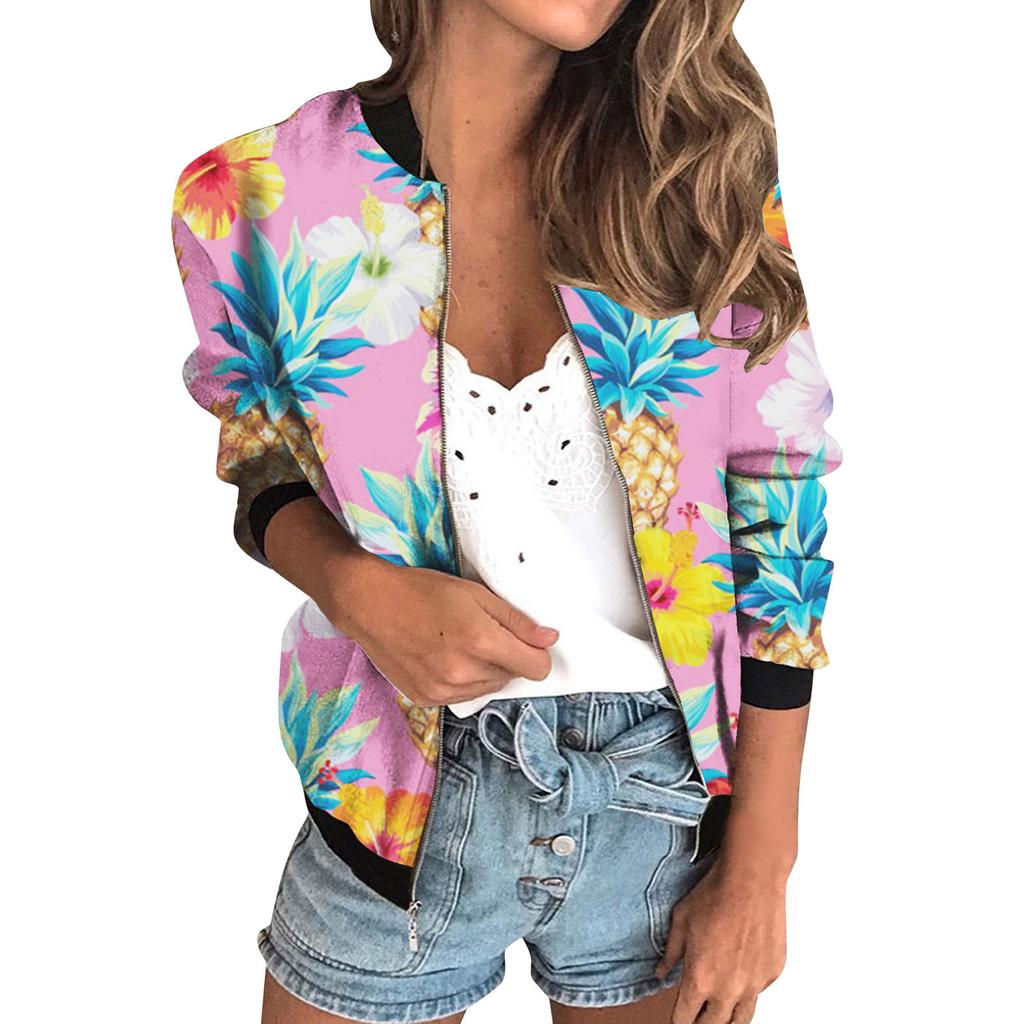 20256 autumn women's jacket zipper short 3D printing painted pattern women's fashion single item one generation