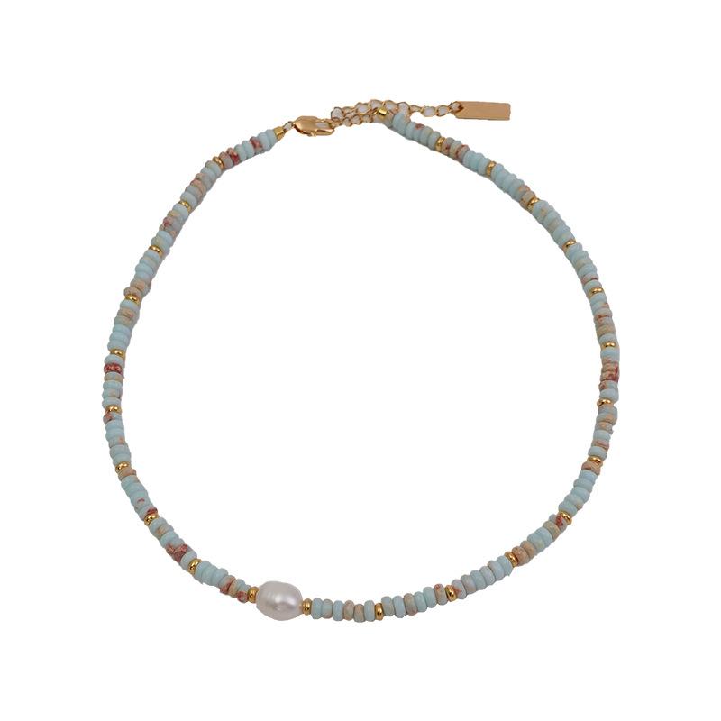 Ожерелье из камня Шоушань, цепочка на ключицу из натуральной змеиной кожи с бусинами, простая литературная и ретро-цепочка на шею из пресноводного жемчуга высокого класса