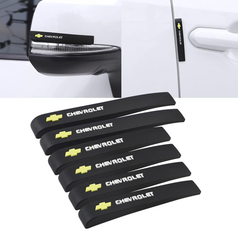 6Pcs Rubber Car Anti-Collision Bumper Strip Guards Protector Stickers For Chevrolet Sonic Silverado Z71 Aveo Trailblazer Bolt SS