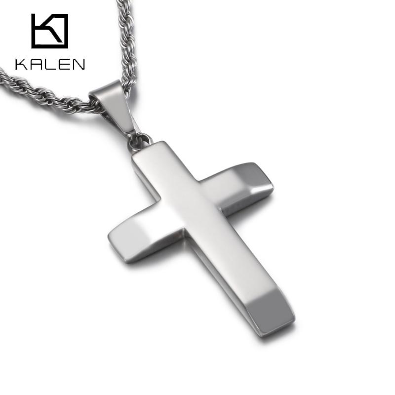 Kalen New Link Chain Homme Cross Choker Stainless Steel 36*25mm Pendant Necklaces For Men Party Jewelry Collares Kolye