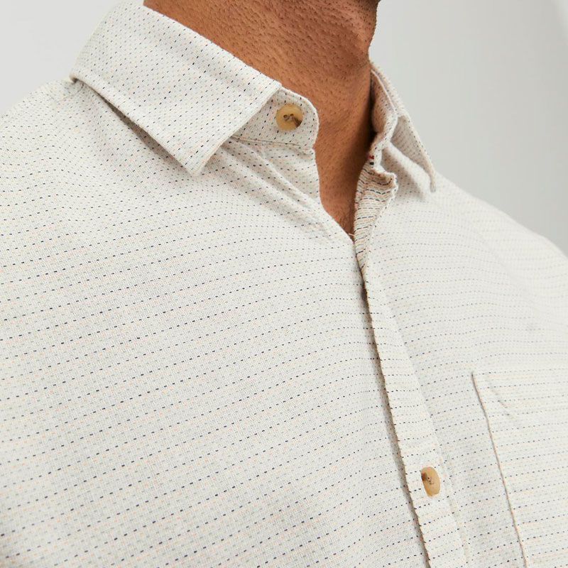 Мужская хлопковая рубашка в полоску с короткими рукавами JACK & JONES