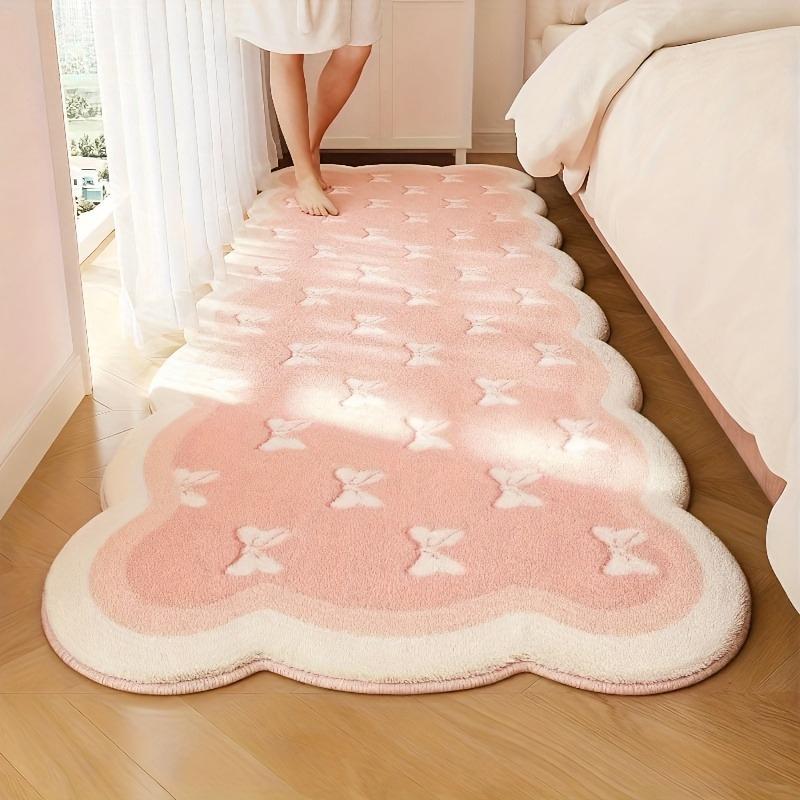Thick Pink Plush Carpet for Living Room and Bedroom Soft Fluffy Anti Slip Washable Bedside Floor Mat Decorative Rug