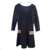 SEE BY CHLOE Wool Blend Long Sleeve Knit One Piece Black Rib Switching Women Used