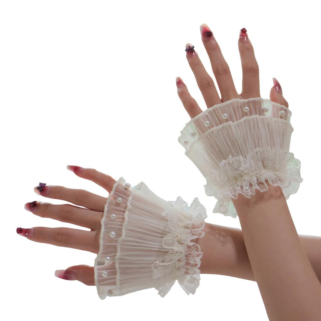 Elegant Pearl Lace Cuffs Sleeves Wrist Cuffs For Nail Art Photography And Fashion Decorative Sleeves Hand Accessories