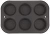 Tiger Crown Muffin Pan Set, Black, 190 x 273 x 30 mm, 6-pack, Steel, Silicone Resin Coating, Heat Resistant up to 250°C, Item No. 5068