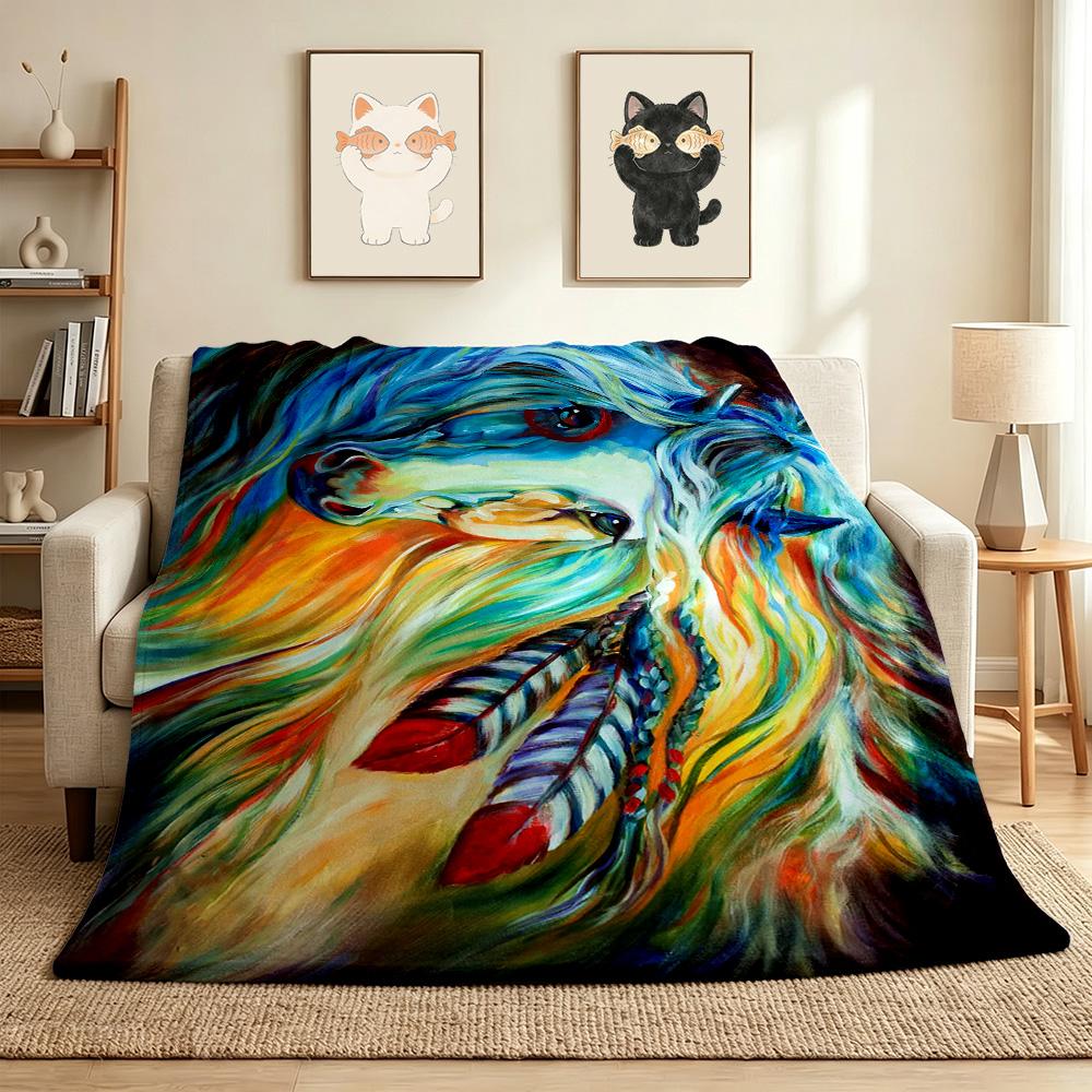 Horse Spirit Flannel Blanket Throw Blanket Soft Warm Sofa Bed Camping Car home Decor Unique Christmas Gift C930489