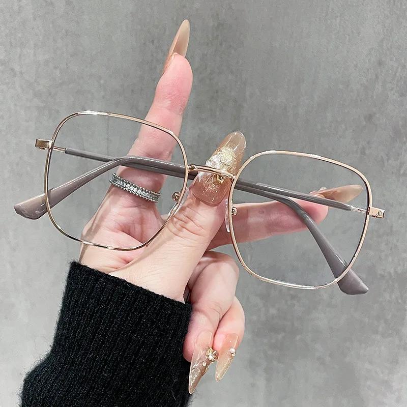 Модные очки с блокировкой синего света, мужские очки премиум-класса с прозрачными линзами, черная оверсайз квадратная оправа, женские очки