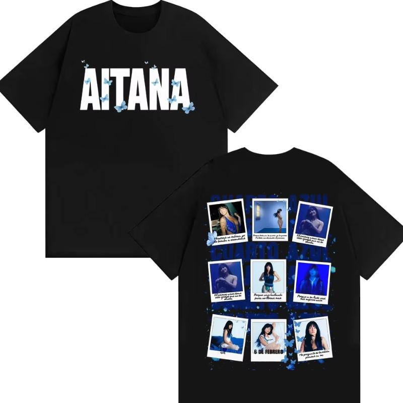 Singer Aitana 100cotton Unisexs shirt oversized Cuarto Azul Album graphics 2026 New summer Womens Y2k Hip Hop Streetwear Tshirt