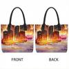  Watercolor Cityscape Tote Bag Large Capacity Casual Shoulder Bag for Shopping Travel Daily Use