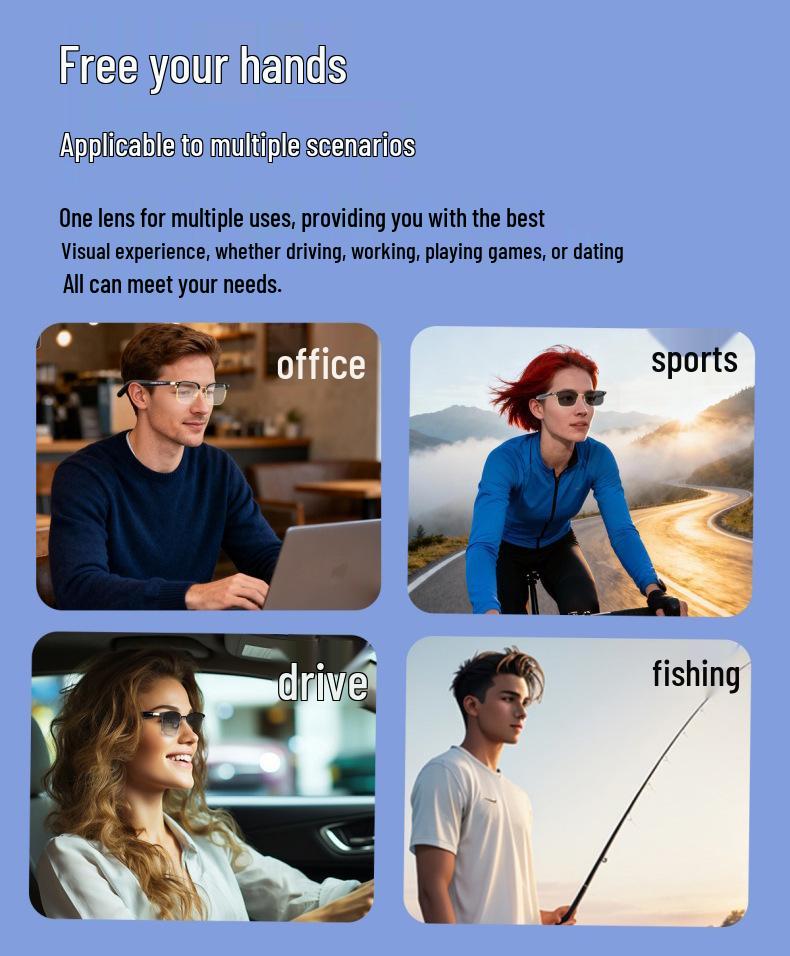 GT13 Smart Glasses: AI Translation, Voice Activation, Slide Control, Noise Reduction, Remote Photo Capture, Color Change.