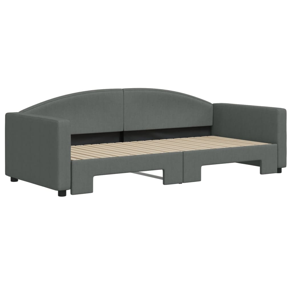 Pull Out Daybed Dark Gray 90 x 200 cm Fabric