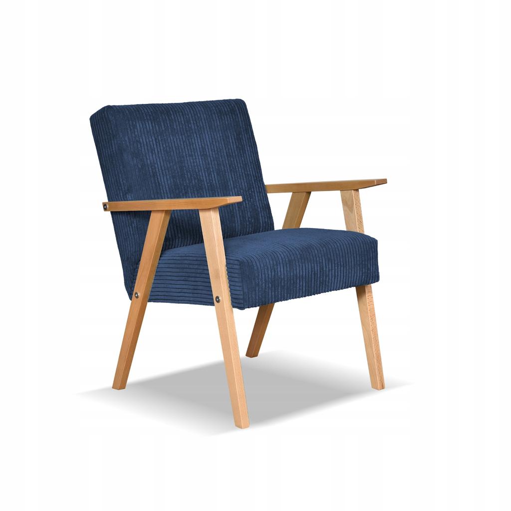 Fotel PRL zestaw retro vintage SOLER Family Meble granatowy sztruks Anafi