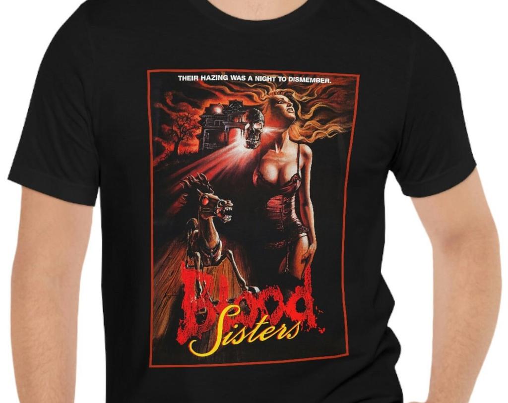 Blood Sisters T-Shirt Black Horror Movie Short Sleeve Tee
