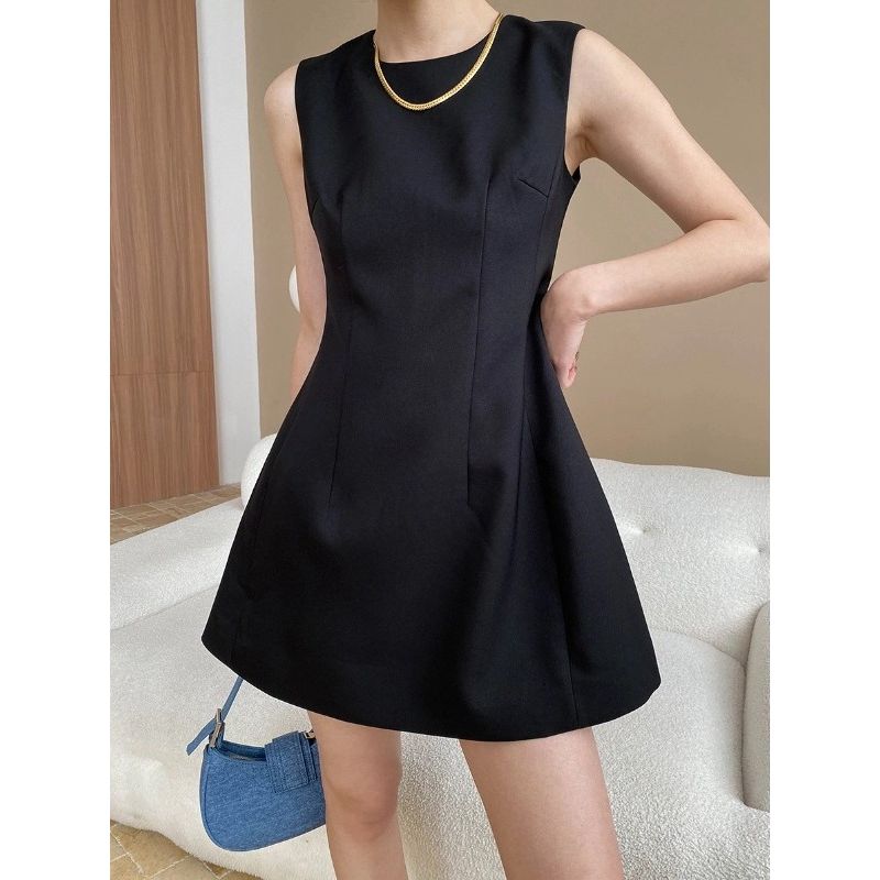 Waist Up Sleeveless Jumpsuit Short Skirt Cinched Sleeveless Jumpsuit Skirt