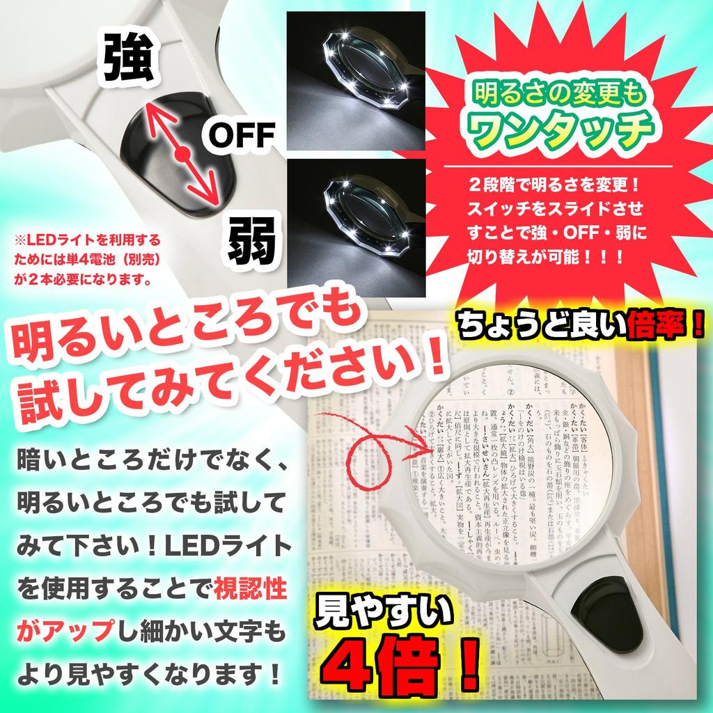 Phoenix Hand Magnifier [4x Magnification] Ideal for Work, Newspapers, and Reading  2 Brightness Adjustable Settings  LED Light Included 45-Day