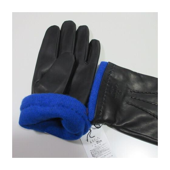 Used Men's GlovesLeather Gloves [LANVIN en Bleu] Lanvin on Blue Sheep Leather GlovesStitching Lining Cashmere Blend 25Black