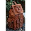 20'' Goat Leather Backpack Travel Rucksack Luggage Camping Bag Genuine Brown