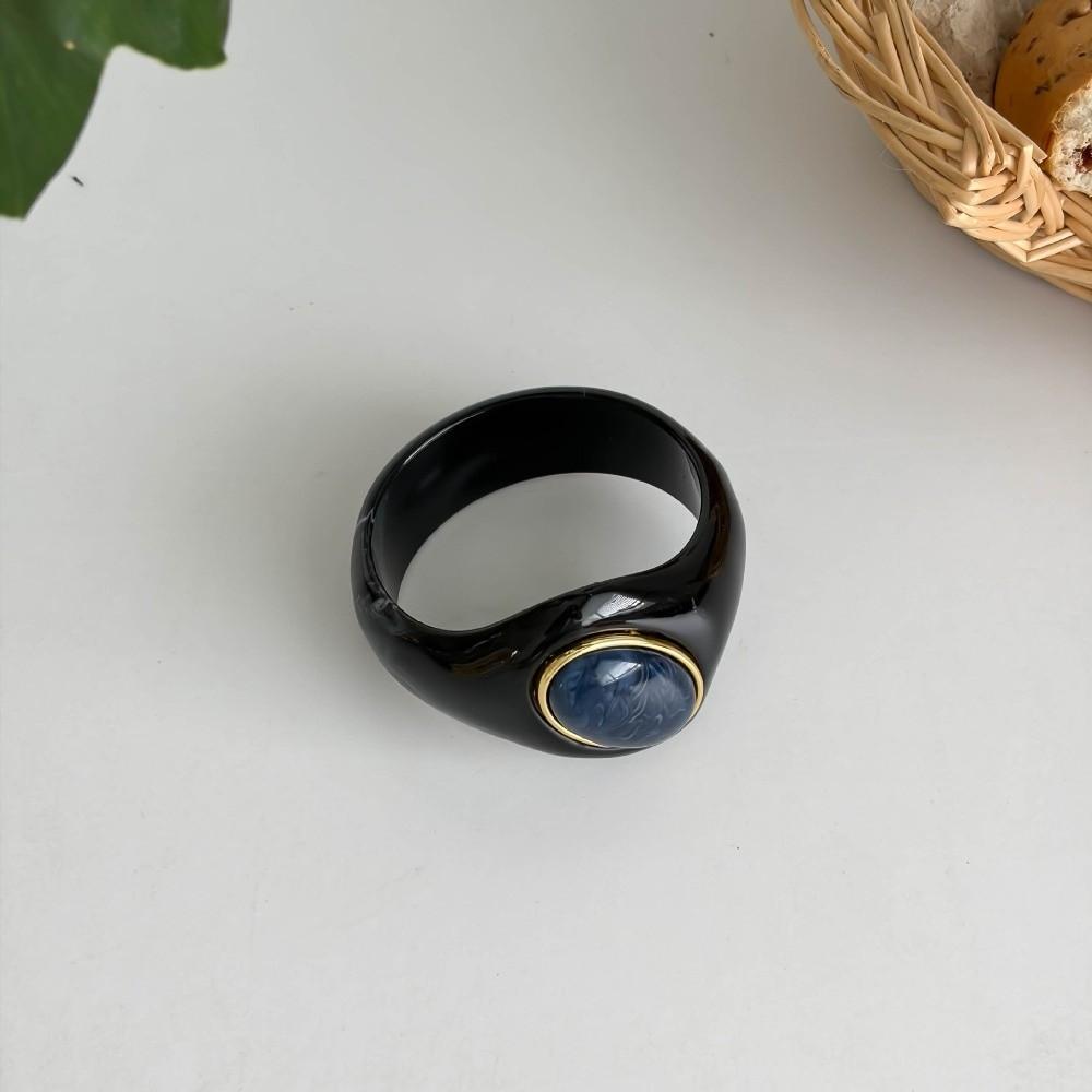 Stone Inlay Wide Bangle Oval Chunky Bracelet New Irregular Resin Bracelet Gifts