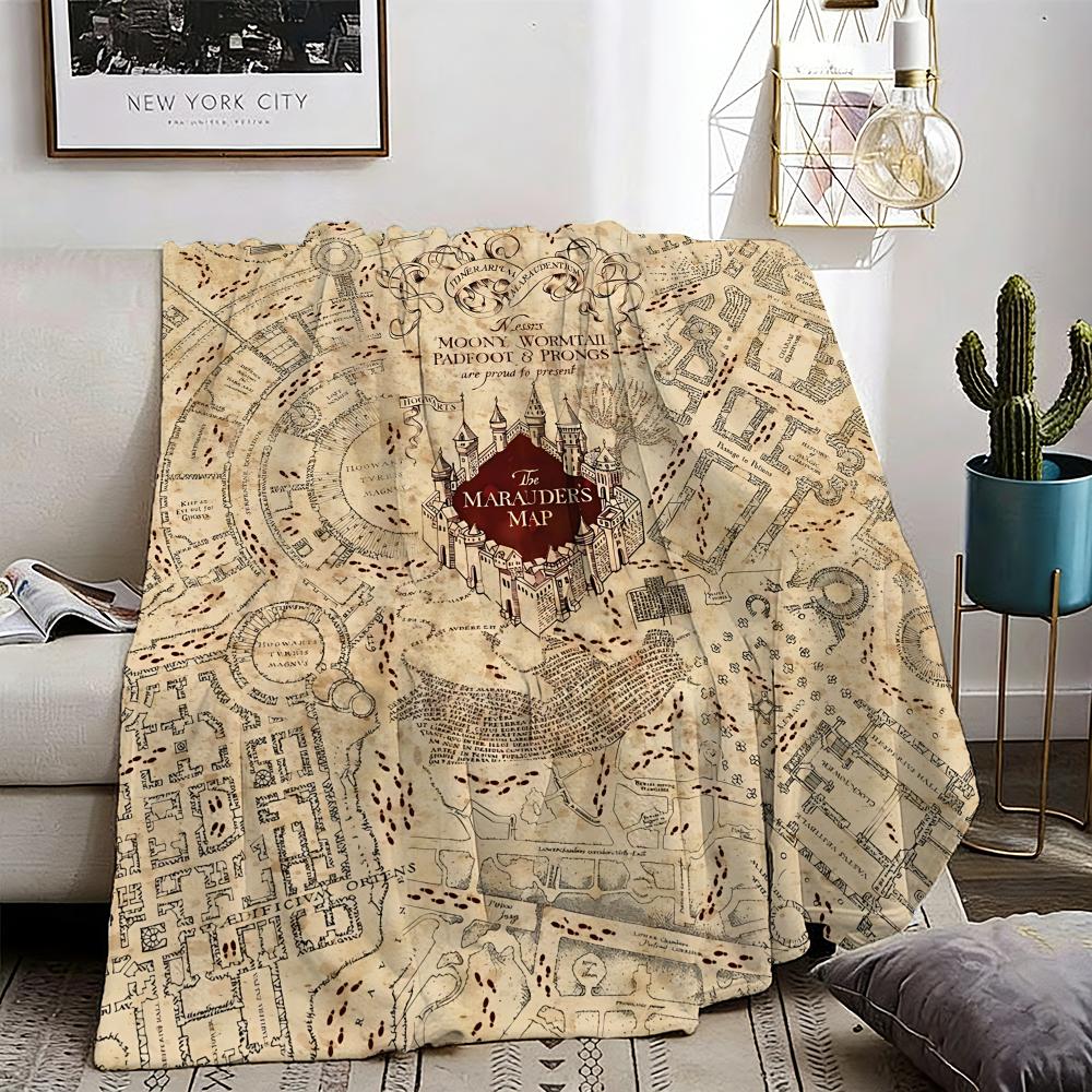 The Marauder's Map Throw Lightweight 240g Flannel Blanket Soft Skin-friendly for Summer Cooling