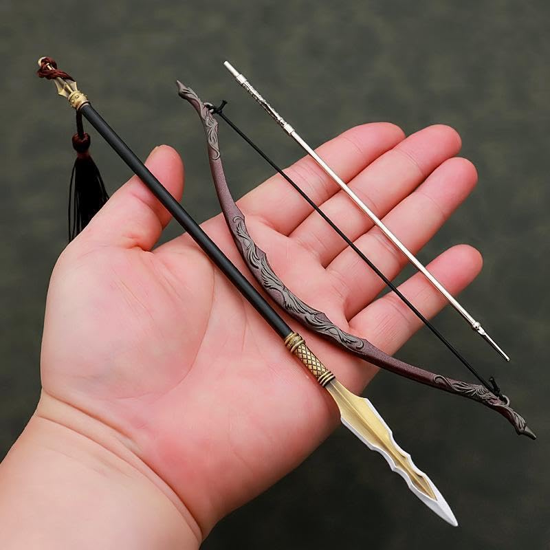 [Некогамияма] Suikoden Герой-полководец Оружие Копьё Ханаэй 22 см длиной и Лук и стрелы 18 см длиной / Миниатюрная фигурка Коллекционный декор