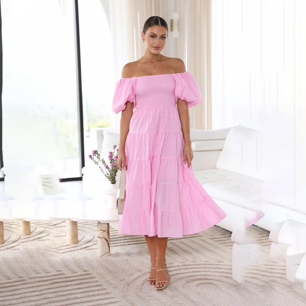 Летнее женское модное плиссированное платье без бретелек длиной до щиколотки с коротким рукавом и принтом