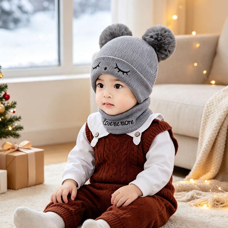Xiaomi 1-5PCS Thick Soft Knitted Warm Cozy Pom-pom Beanie Hat and Scarf Neck Set for Men Women Unisex Winter Outdoor Cold Weather