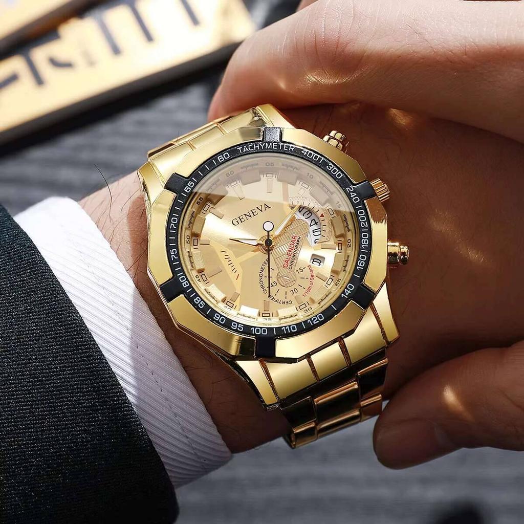 Модные мужские деловые часы Роскошные часы с большим циферблатом и календарем Кварцевые часы Мужские часы Reloj Hombre
