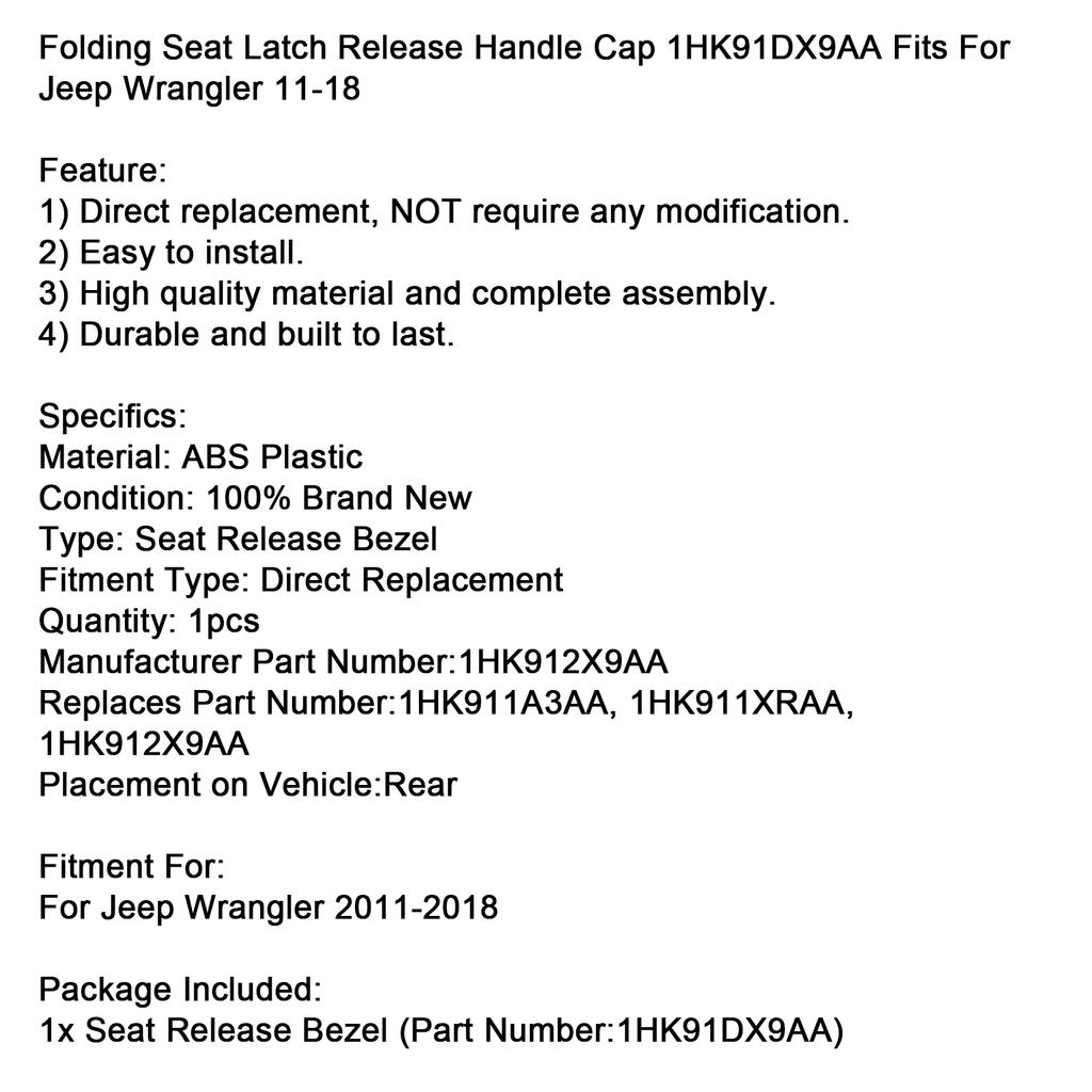 Крышка ручки откидного сиденья 1HK91DX9AA подходит для Jeep Wrangler 11-18