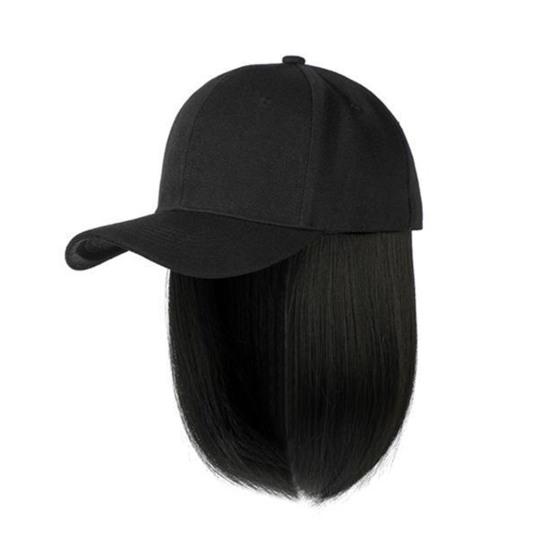 Бейсбольная шляпа, короткий прямой парик, натуральное термостойкое высокотемпературное волокно, коричневая, черная шляпа из синтетических волос для девочек