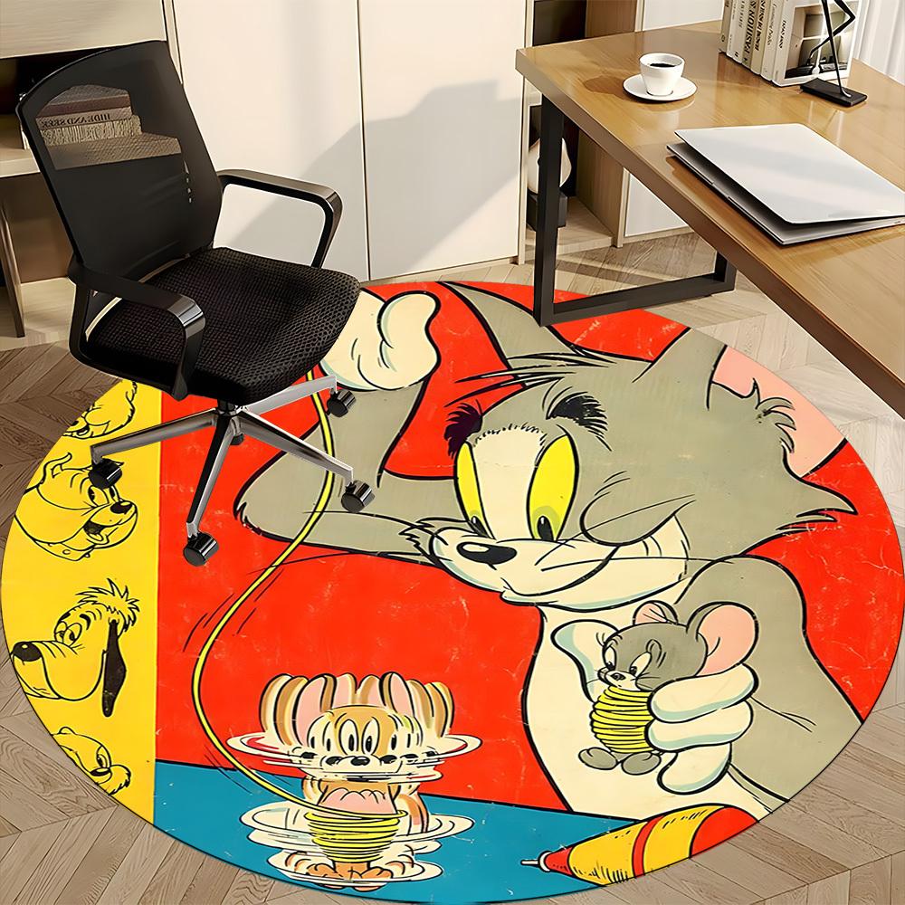 1pc Tom Jerry Office Round Area Rug, Under Office Chairs Bedroom Living Room Home Decor, Room Deco, Available in Various Sizes160