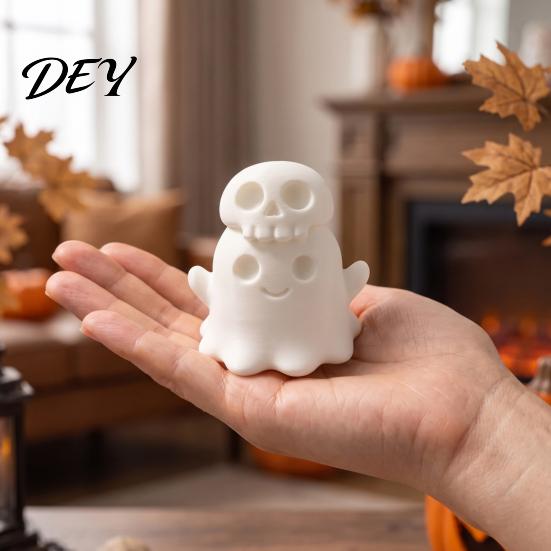 Маленькие Хэллоуинские Коллекционные Фигурки 3D Печать, Милый Призрак Череп, Уложенные Друг на Друга, Жуткое Настольное Украшение, Веселые Подарки для Праздничной Вечеринки, Стильные