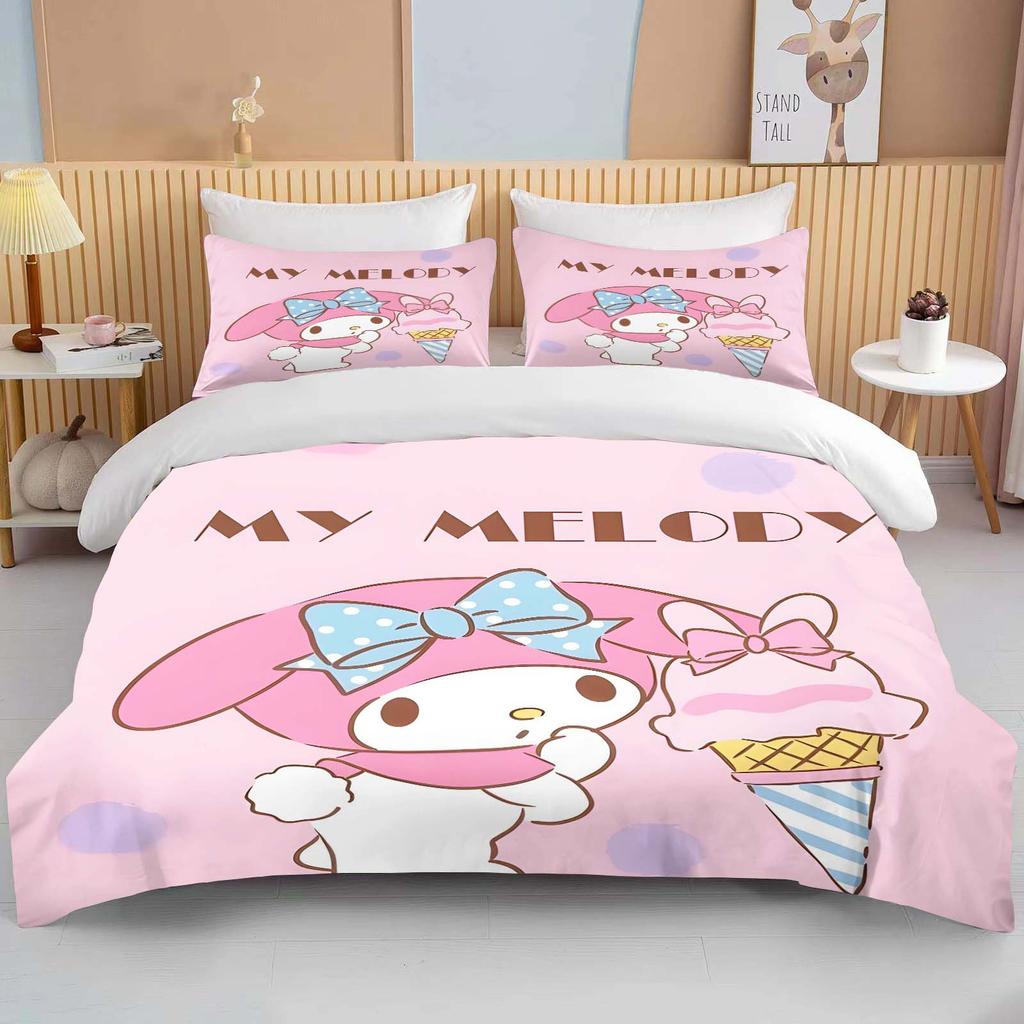 Sanrio Hello Kitty Melody Bedding Sets Comforter Cover Bed Cover Duvet Cover Pillow Case 2-3 Pieces Sets Bedroom Decor