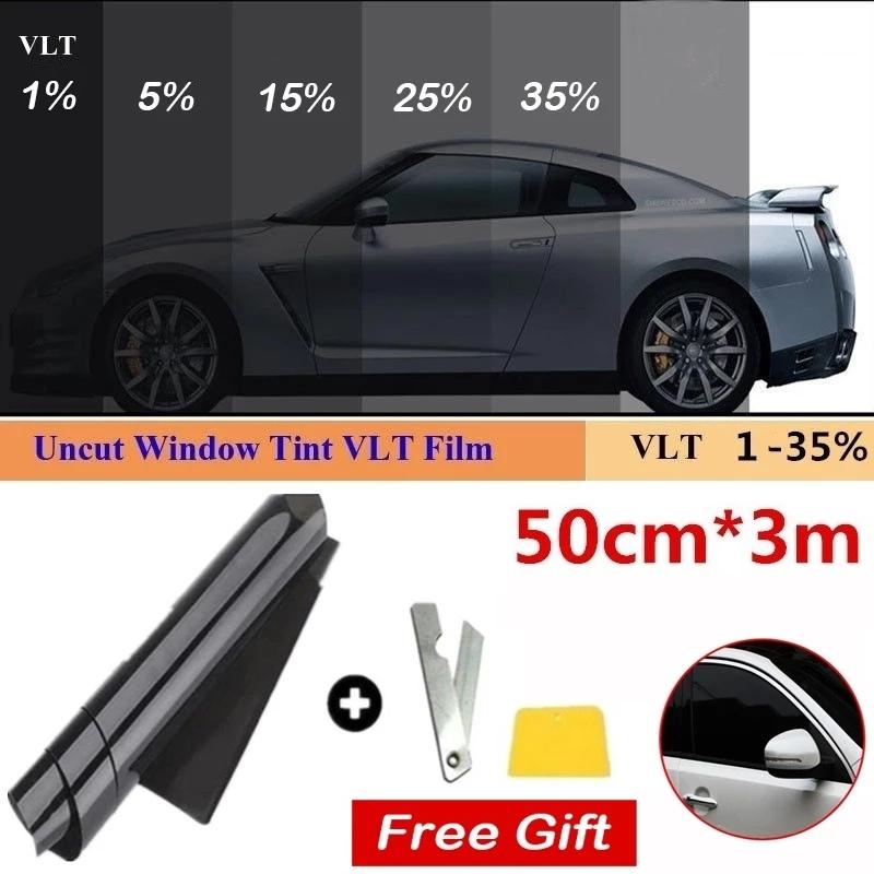 1 Roll 50cm X 3m 1/5/15/25/35 Percent VLT Window Tint Film Glass Sticker Sun Shade Film for Car UV Protector Foils Sticker Film