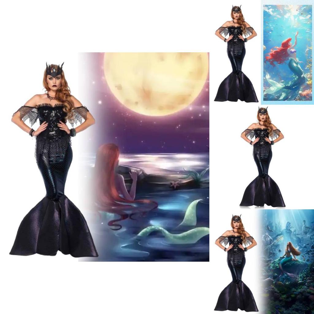 Костюм принцессы-русалки с длинным платьем на тему горячего фильма для сценического выступления и ролевой игры