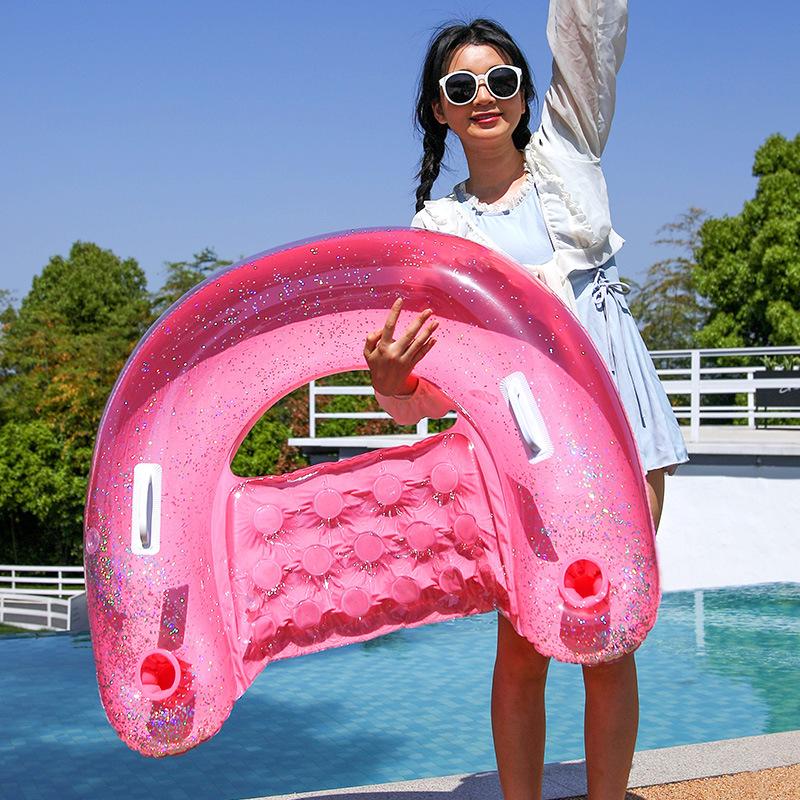 Adult And Children'S Water Leisure Lounge Chair Outdoor Water Play Pvc Inflatable Transparent Sequin Seat Floating Row Quality