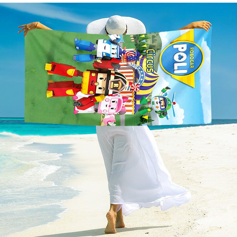 1pc Robocar Poli Adventure beach towel,quick drying absorbent beach towel,outdoor sports swimming beach towel,Soft and comfortable Y73063